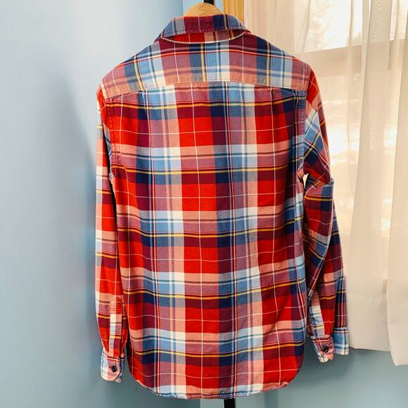 J. Crew Midweight Button Down Shirt in Red Leaf Large Plaid Size Small - Picture 4 of 4